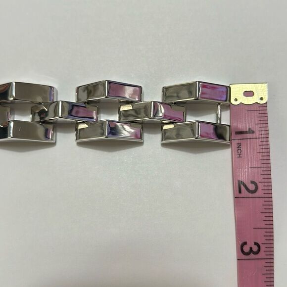 Stella and Dot Chunky Garbo Silver Link Geometric Bracelet - Picture 9 of 11